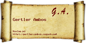 Gertler Ambos névjegykártya